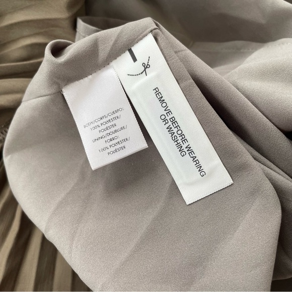 Ann Taylor Silver Bronze Sleeveless Pleated Accordion Chiffon Dress Size 12P NWT - Picture 8 of 10